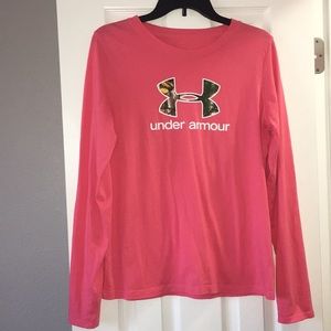 Under Armour Long Sleeve Salmon Pink Camo Logo Tee